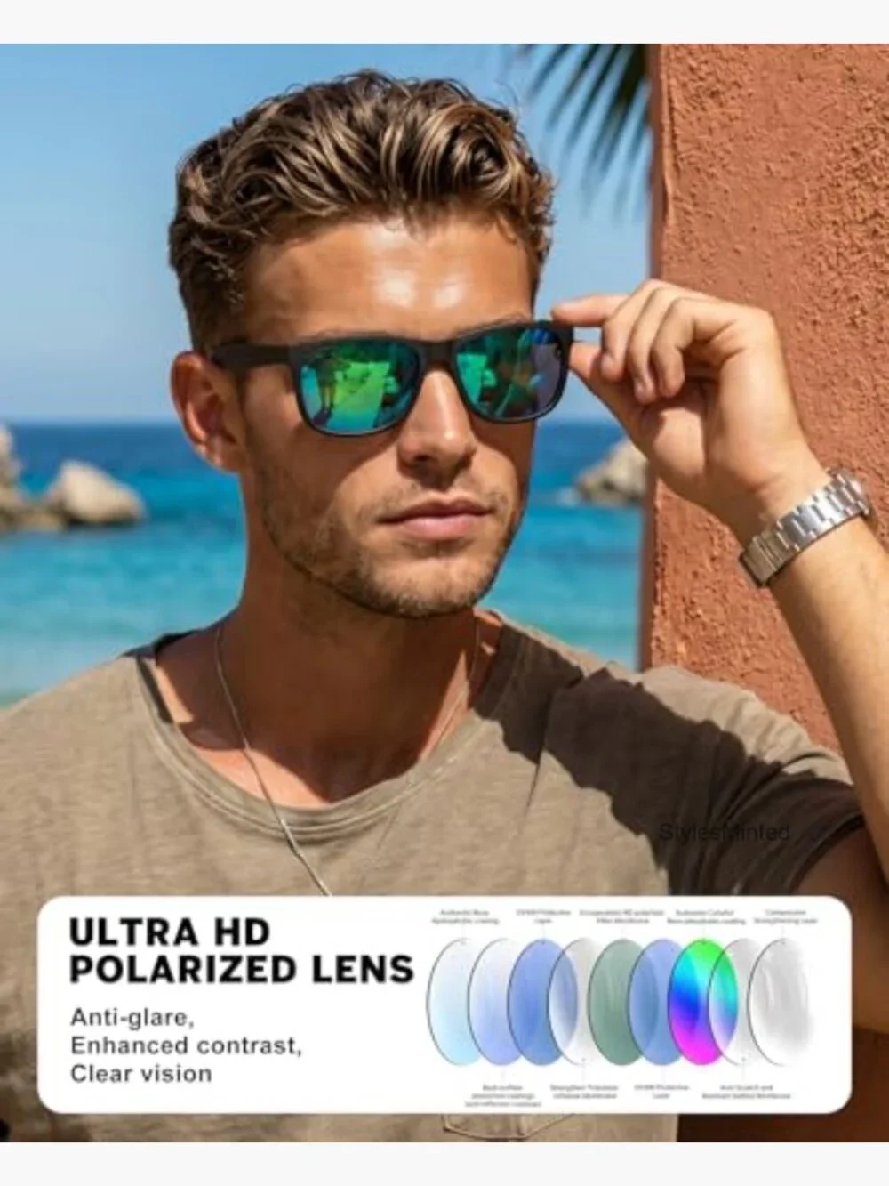Men's Polarized Sunglasses Rectangular UV400 Protection Driving Fishing Golf